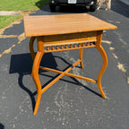 Antique Oak Parlor Side Table Curved Legs Spindle Gallery Victorian c1900 Lamp Table