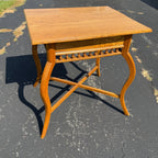 Antique Oak Parlor Side Table Curved Legs Spindle Gallery Victorian c1900 Lamp Table