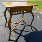 Antique Oak Parlor Side Table Curved Legs Spindle Gallery Victorian c1900 Lamp Table