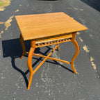 Antique Oak Parlor Side Table Curved Legs Spindle Gallery Victorian c1900 Lamp Table