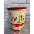 Vtg Swifts Pork Livers 10 lb Tin Can Advertising Graphics Farm Kitchen Decor