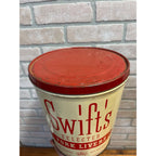 Vtg Swifts Pork Livers 10 lb Tin Can Advertising Graphics Farm Kitchen Decor