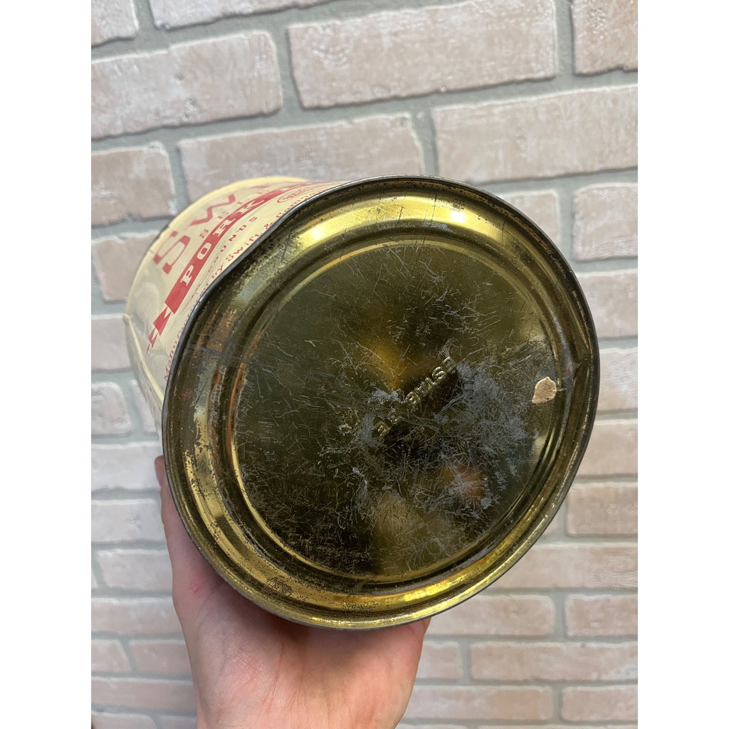 Vtg Swifts Pork Livers 10 lb Tin Can Advertising Graphics Farm Kitchen Decor