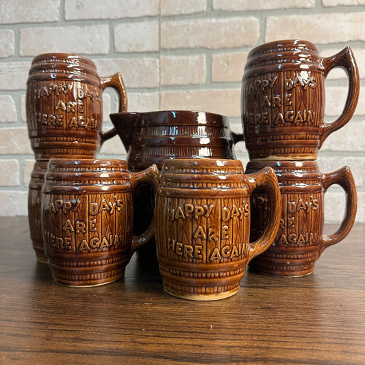 Scarce Happy Days Here Again Prohibition FDR Roosevelt Mug Set Hull Beer Tavern