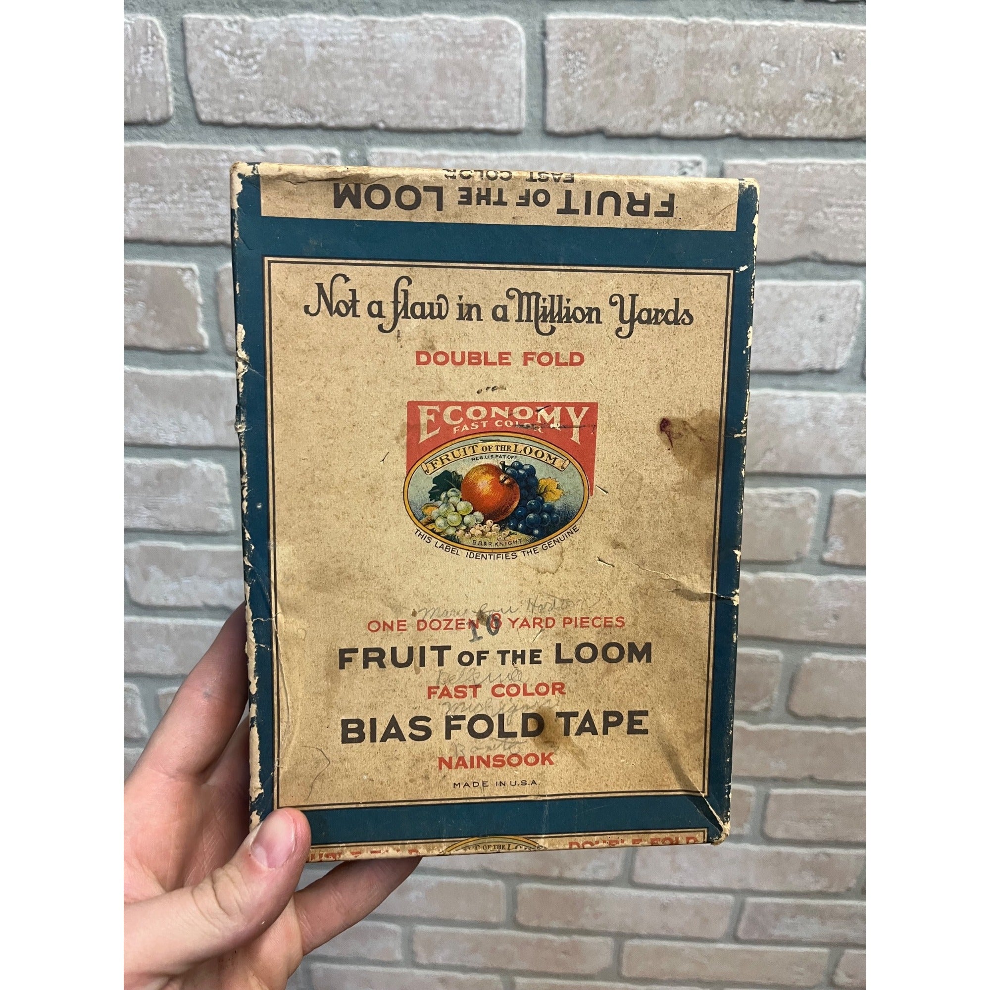 Vintage 1920s Fruit of the Loom Bias Fold Tape EMPTY Store Display Box