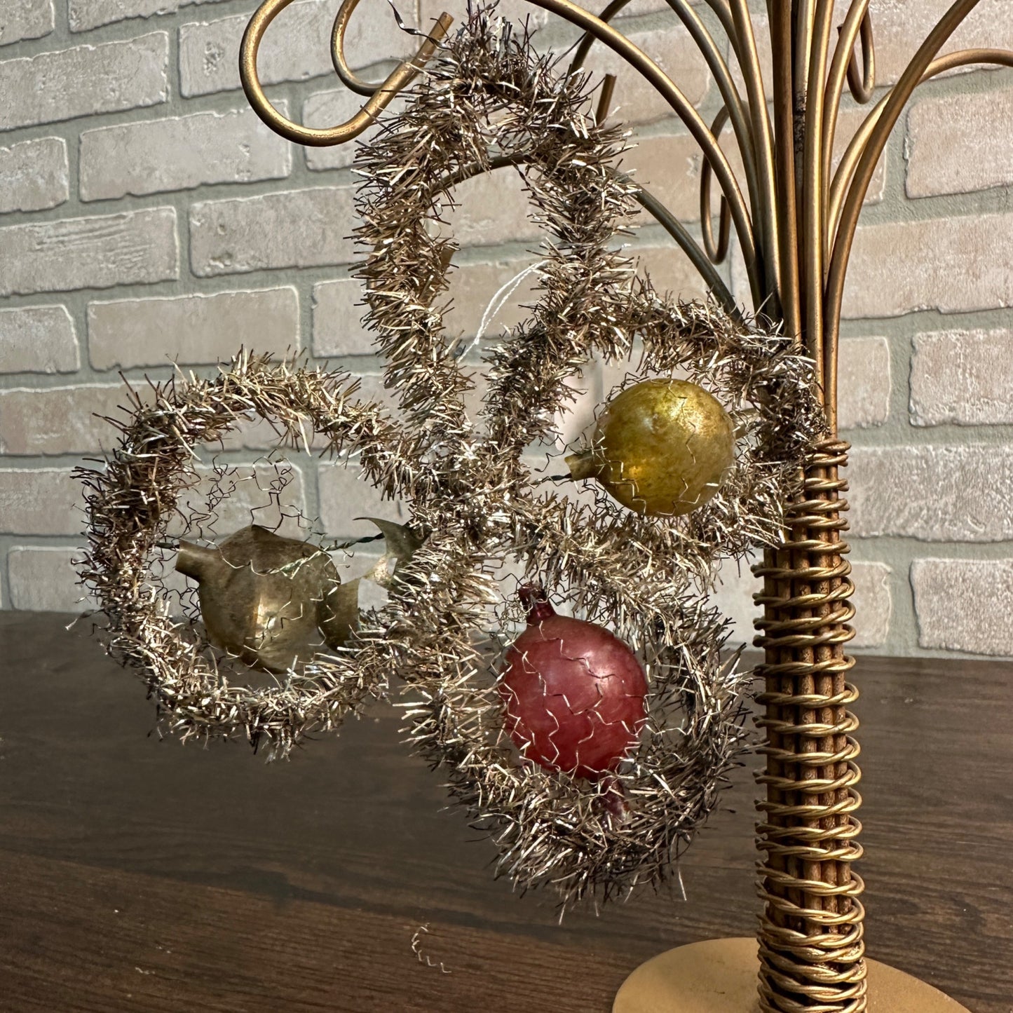 Antique Victorian German Glass Christmas Ornament Wire Wrapped Tinsel Blown