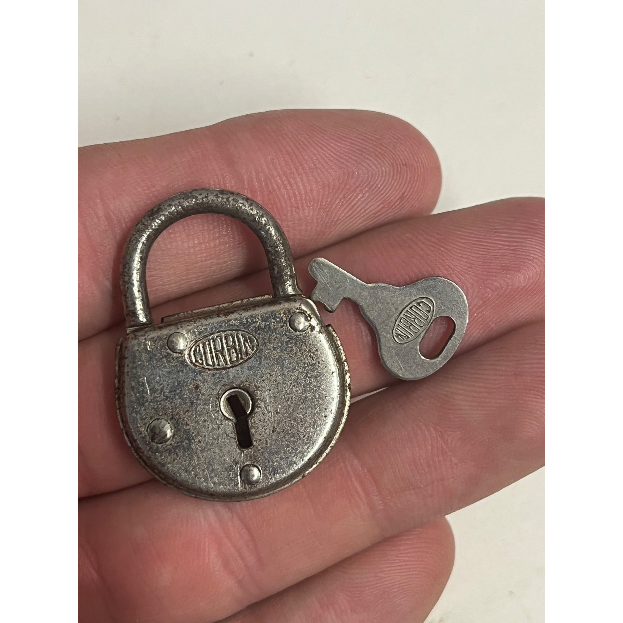 Vintage Corbin Miniature Padlock & Key Storage Trinket Box or Diary Lock