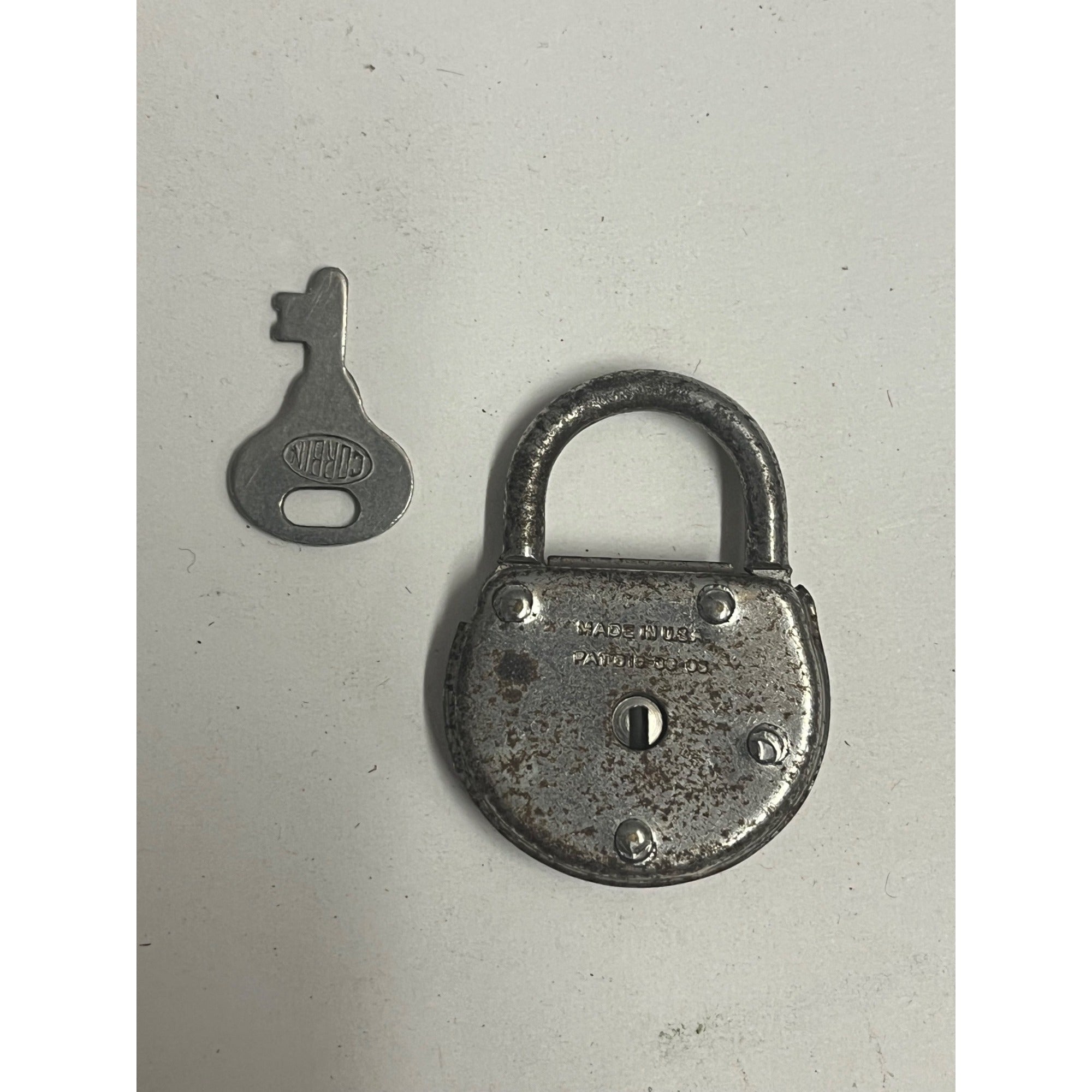 Vintage Corbin Miniature Padlock & Key Storage Trinket Box or Diary Lock