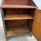 Antique 19th c. Primitive Blue Paint Farmhouse End Bedside Table Cabinet Nightstand