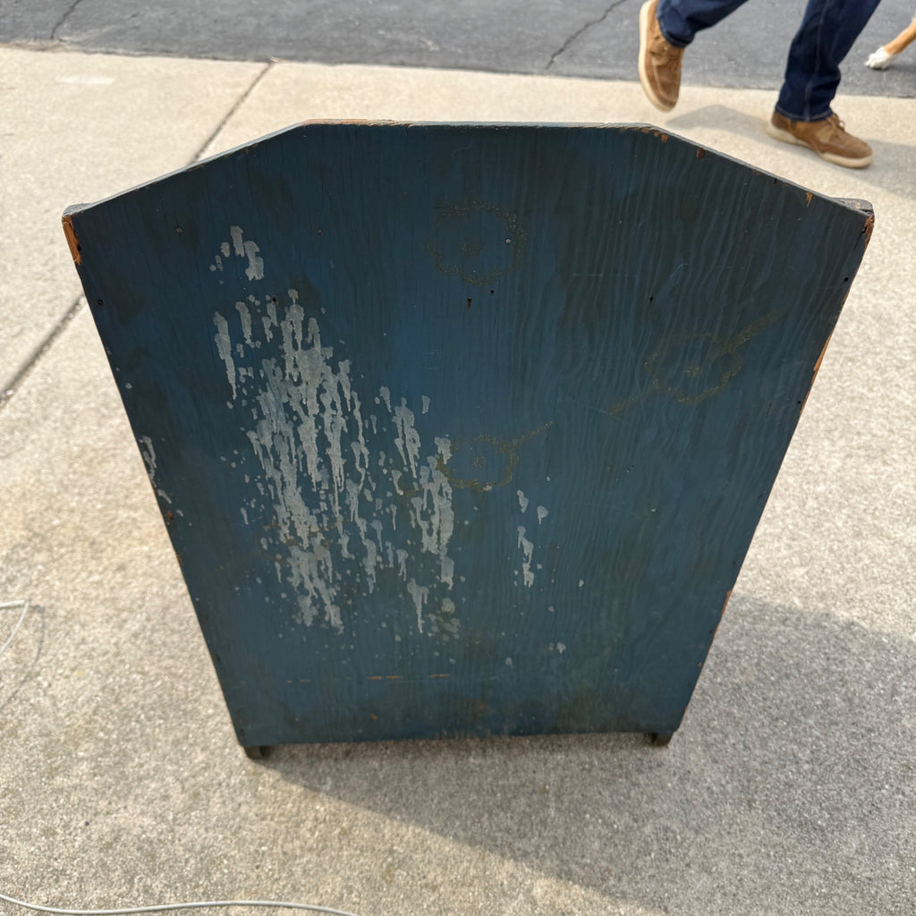 Antique 19th c. Primitive Blue Paint Farmhouse End Bedside Table Cabinet Nightstand