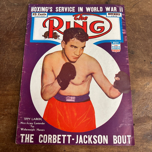 Vintage THE RING Nov 1945 Boxing Magazine Wrestling Tippy Larkin Corbett Jackson