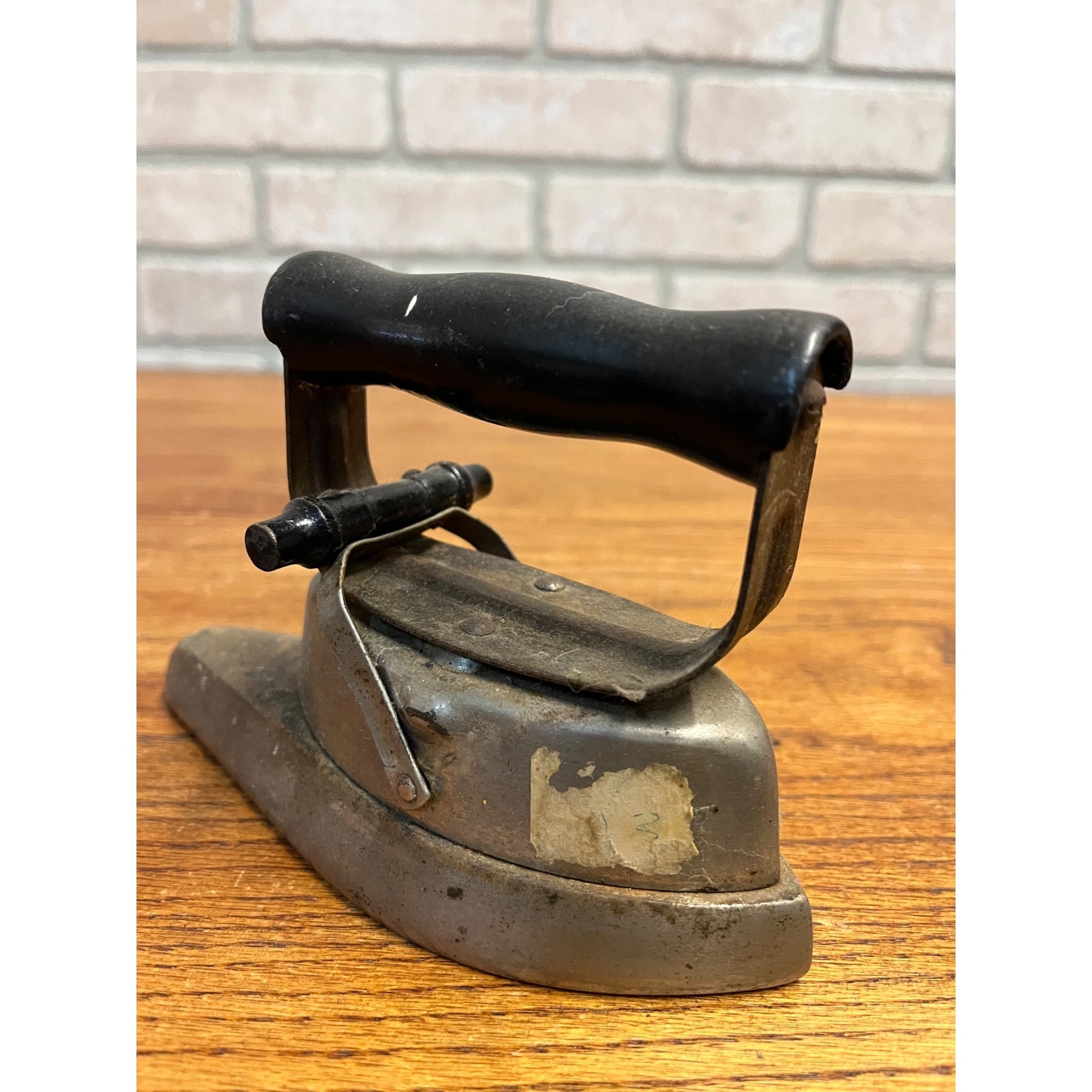 Antique Vintage Asbestos Sad Iron Patent May 22nd 1900 Unique w/ Wood Handle