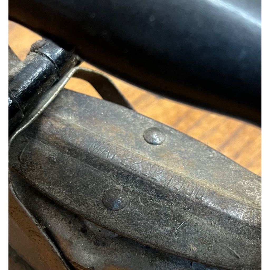 Antique Vintage Asbestos Sad Iron Patent May 22nd 1900 Unique w/ Wood Handle