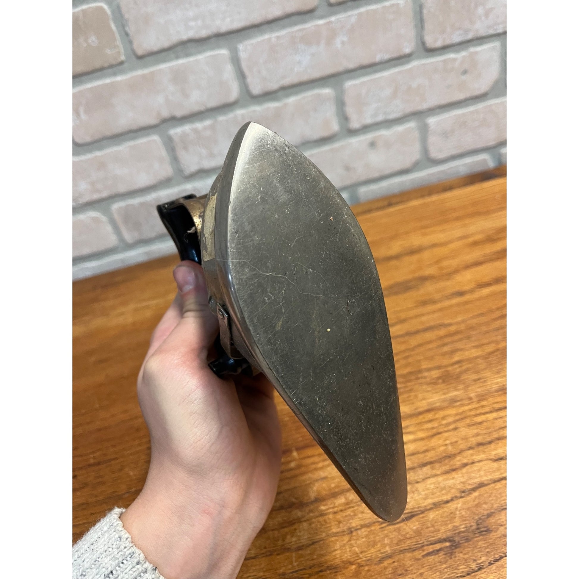 Antique Vintage Asbestos Sad Iron Patent May 22nd 1900 Unique w/ Wood Handle