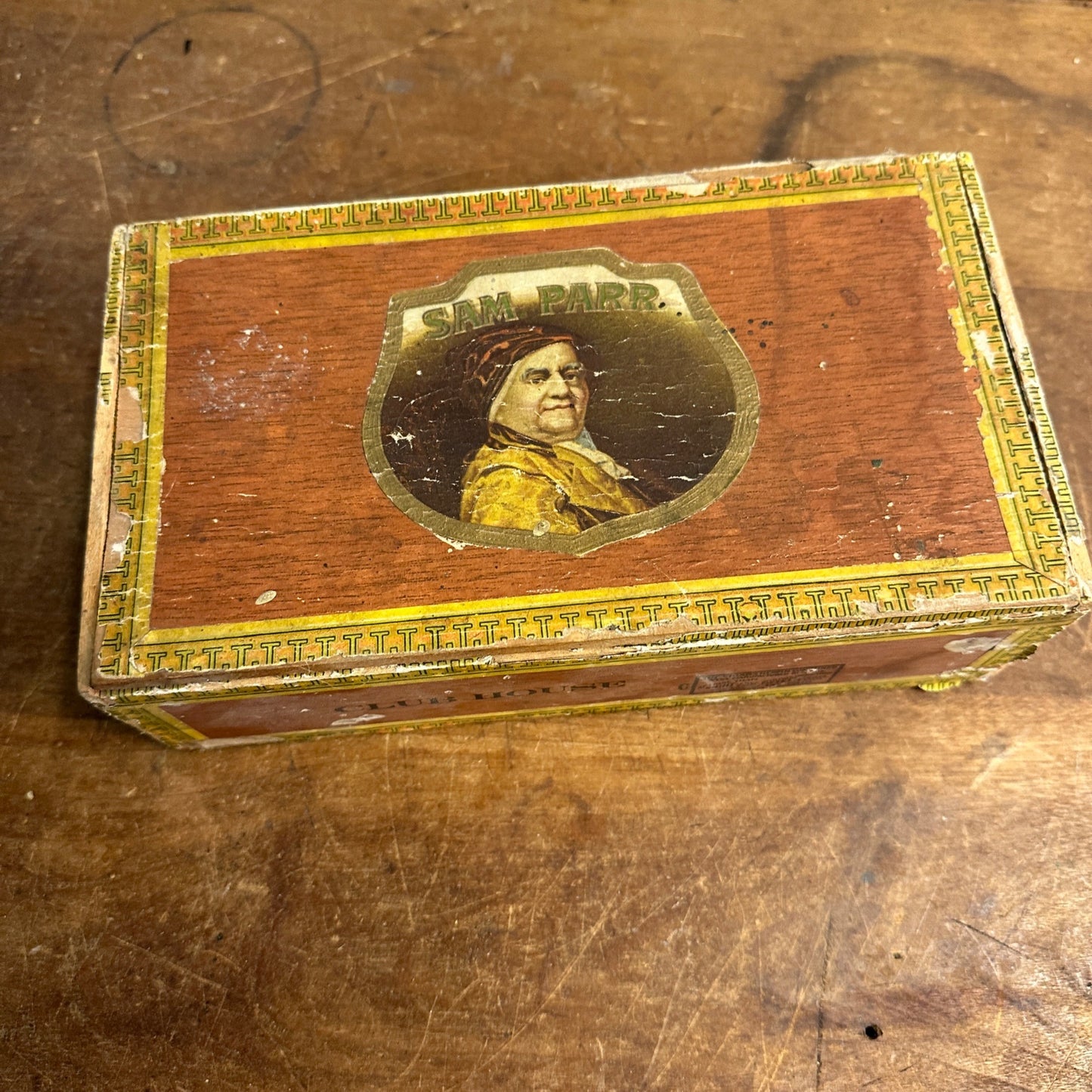 SAM PARR RARE CIGAR BOX CLUB HOUSE WOOD CB HENSCHEL MILWAUKEE10 CENT STRAIGHT