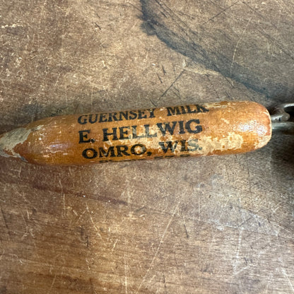 VINTAGE ELDER ROW DAIRY MILK - OMRO WI WISCONSIN - ADVERTISING WOODEN OPENER