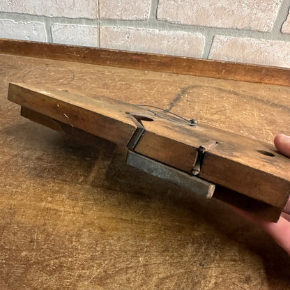 RARE Antique 1850s Wood Molding Plane Double Iron Adjustable Foot Odd - Dominick