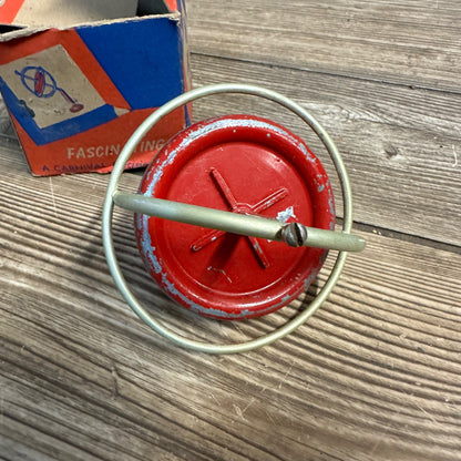 VINTAGE GYROSCOPIC SPINNING TOP TOY WITH BOX CYCLONE GYRO CARNIVAL TOY MFG CO