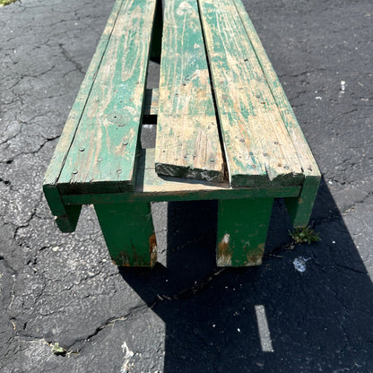 Antique Primitive Green Paint Wooden Bench Plant Stand Farmhouse Decor