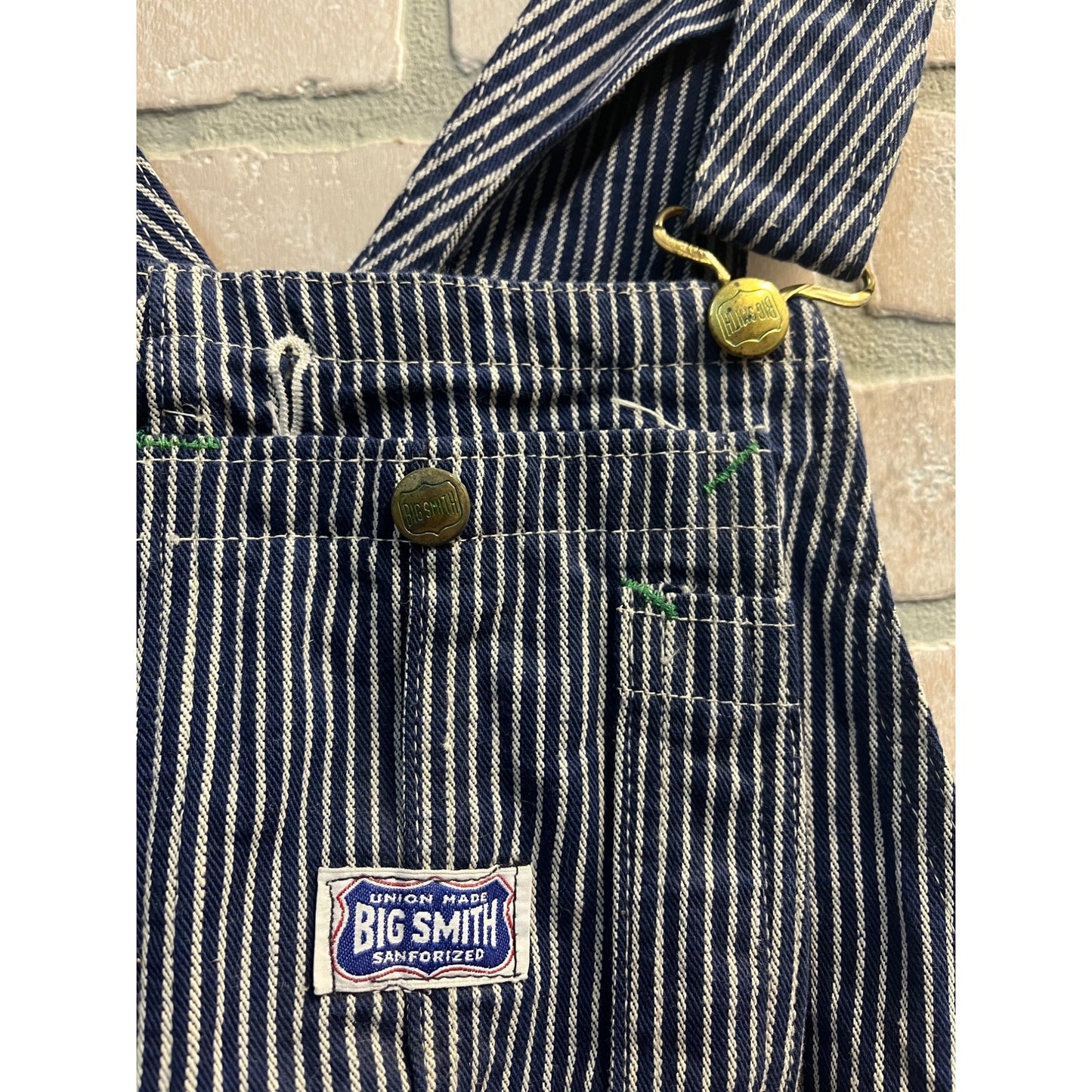 Vintage 1960s Big Smith Union Made Hickory Striped Railroad Overalls Workwear