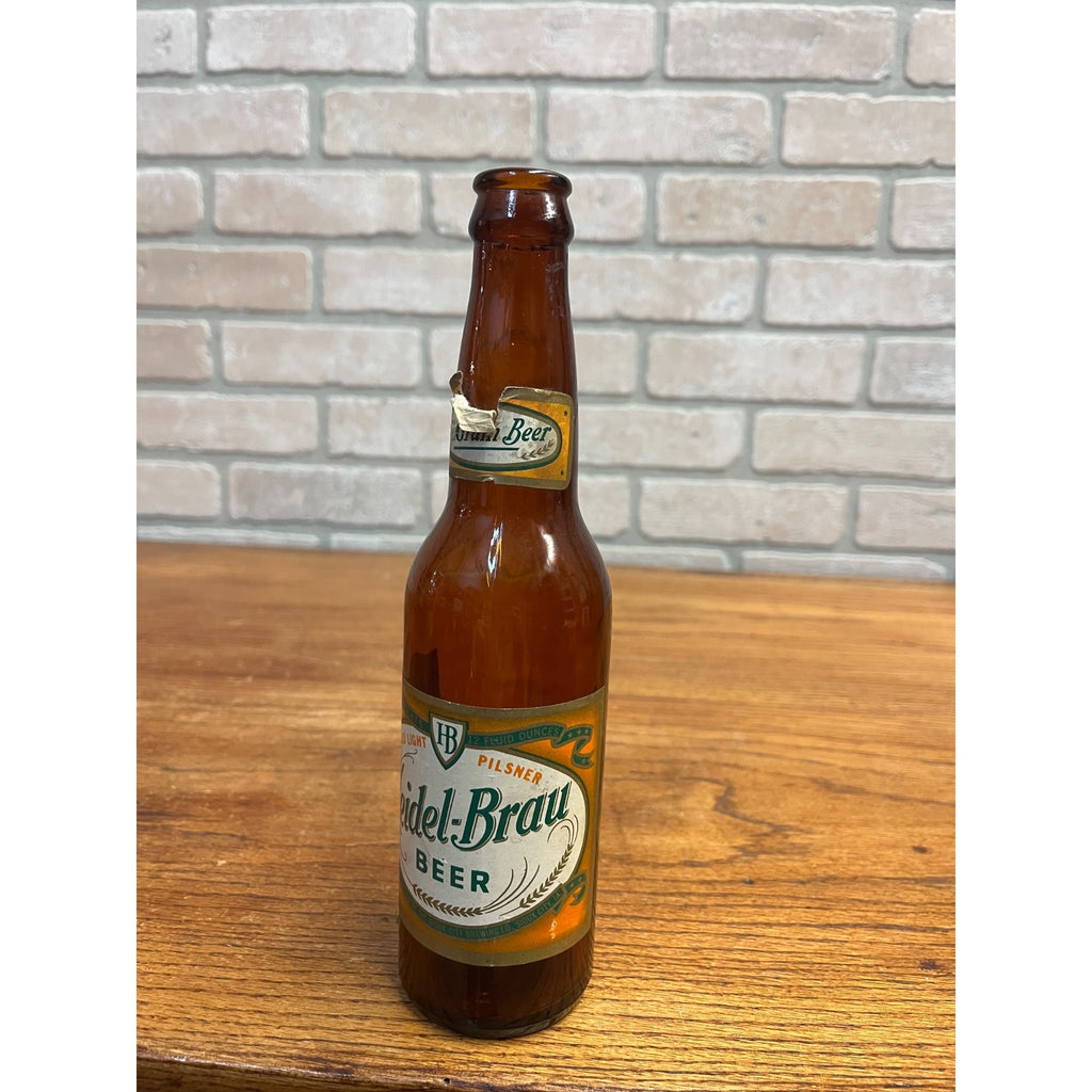 Vintage Heidel-Brau Beer Bottle W/ Label Sioux City Brewing Co. Iowa 12oz Amber