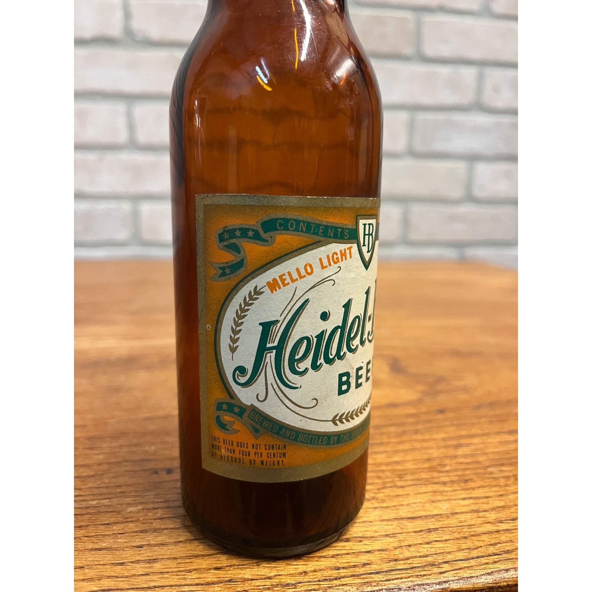 Vintage Heidel-Brau Beer Bottle W/ Label Sioux City Brewing Co. Iowa 12oz Amber