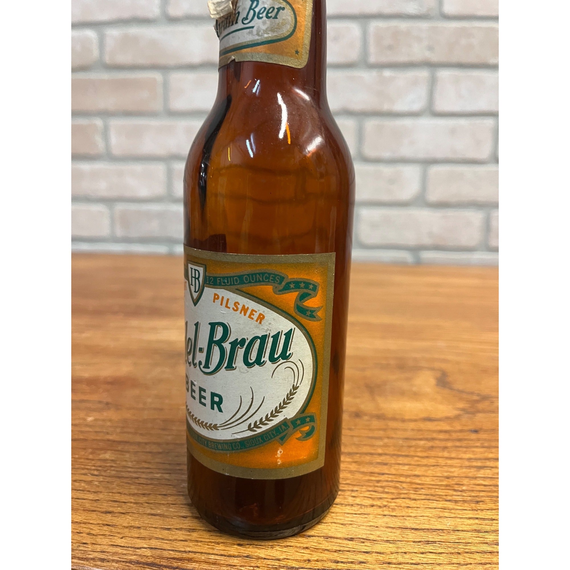 Vintage Heidel-Brau Beer Bottle W/ Label Sioux City Brewing Co. Iowa 12oz Amber