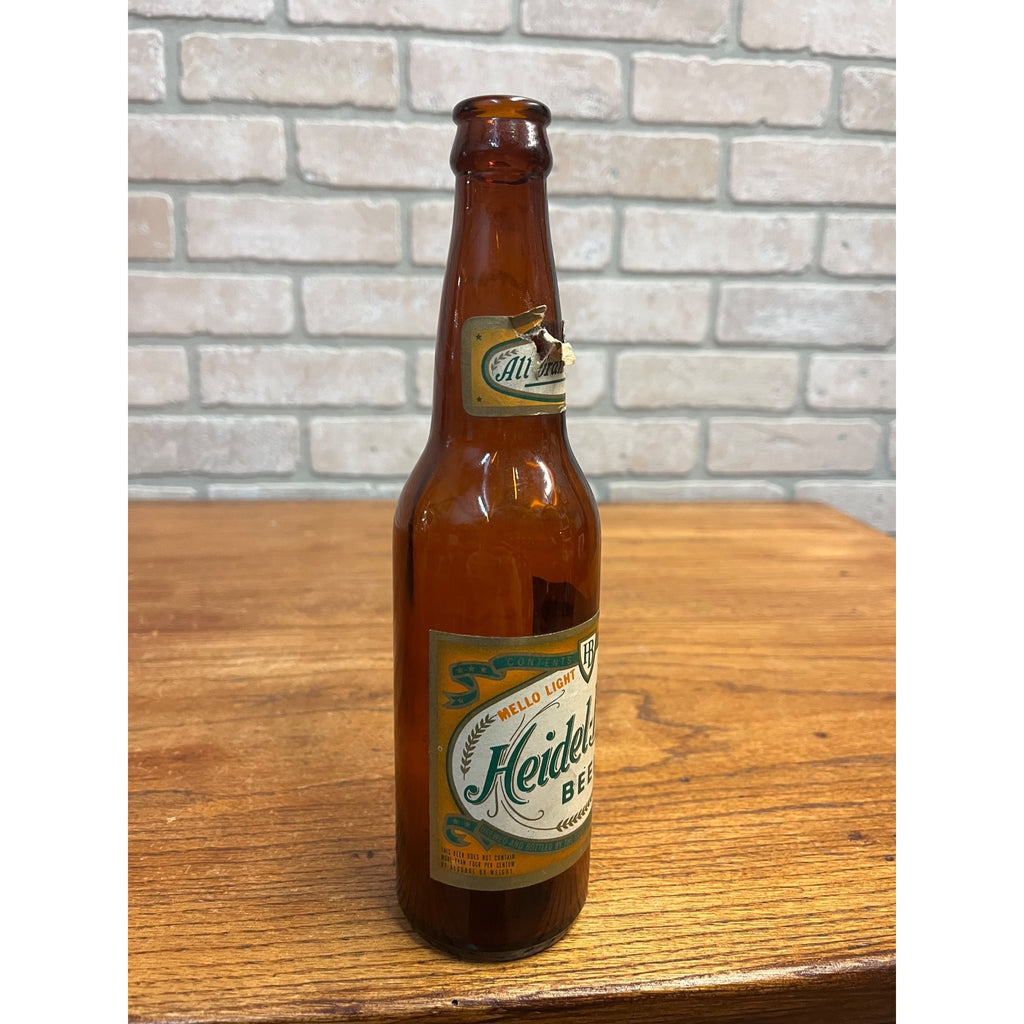 Vintage Heidel-Brau Beer Bottle W/ Label Sioux City Brewing Co. Iowa 12oz Amber