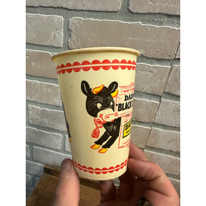 VINTAGE DAD'S ROOT BEER BLACK COW ADVERTISING WAX PAPER CUP