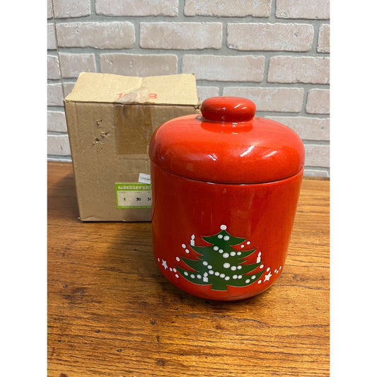 Vintage Waechtersbach Christmas Tree Red Large Canister Cookie Jar + Lid Germany