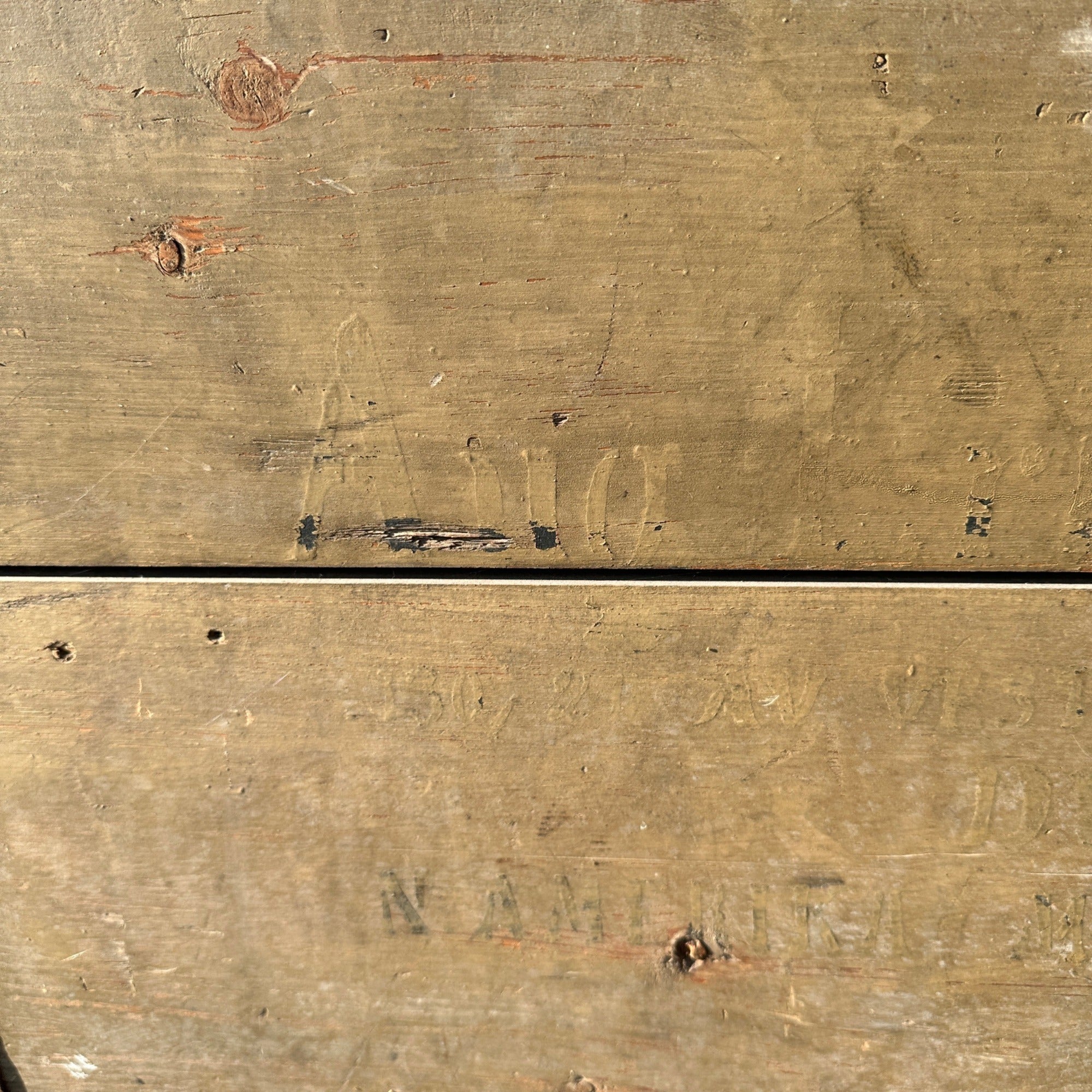 Antique Large Primitive Trunk Chest Gray Off-White Coffee Table Immigrant