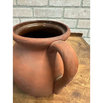 Antique 1800s Earthenware Clay Stoneware Measure Handled Bowl - Wisconsin