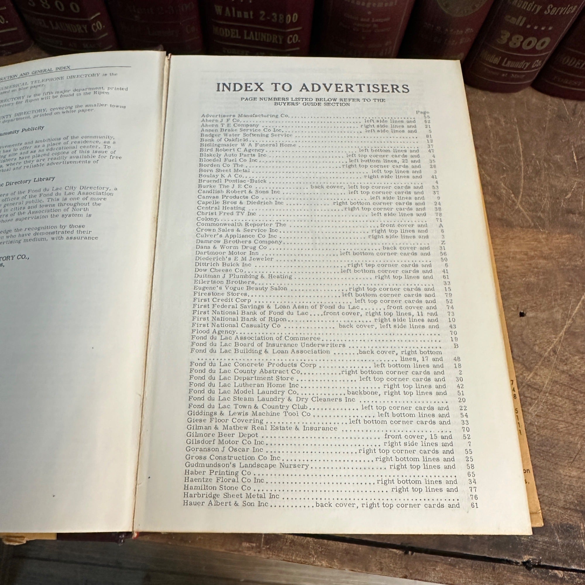 1965 FOND DU LAC COUNTY CITY DIRECTORY WISCONSIN BUSINESS DIRECTORY ADVERTISING