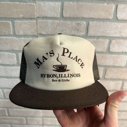 VINTAGE MAS PLACE BYRON ILLINOIS AMERICAN CAFE RETRO SNAPBACK HAT