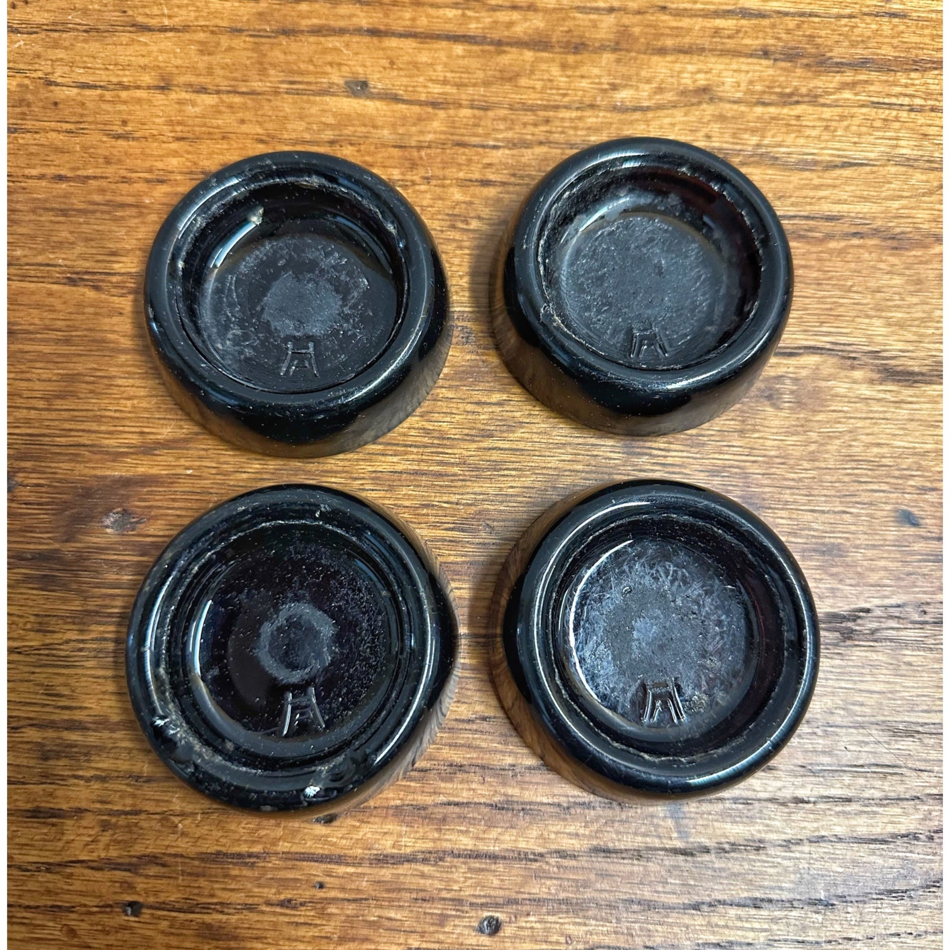 Vintage Anchor Hocking Amber Brown Glass Furniture Coasters - Set of 4