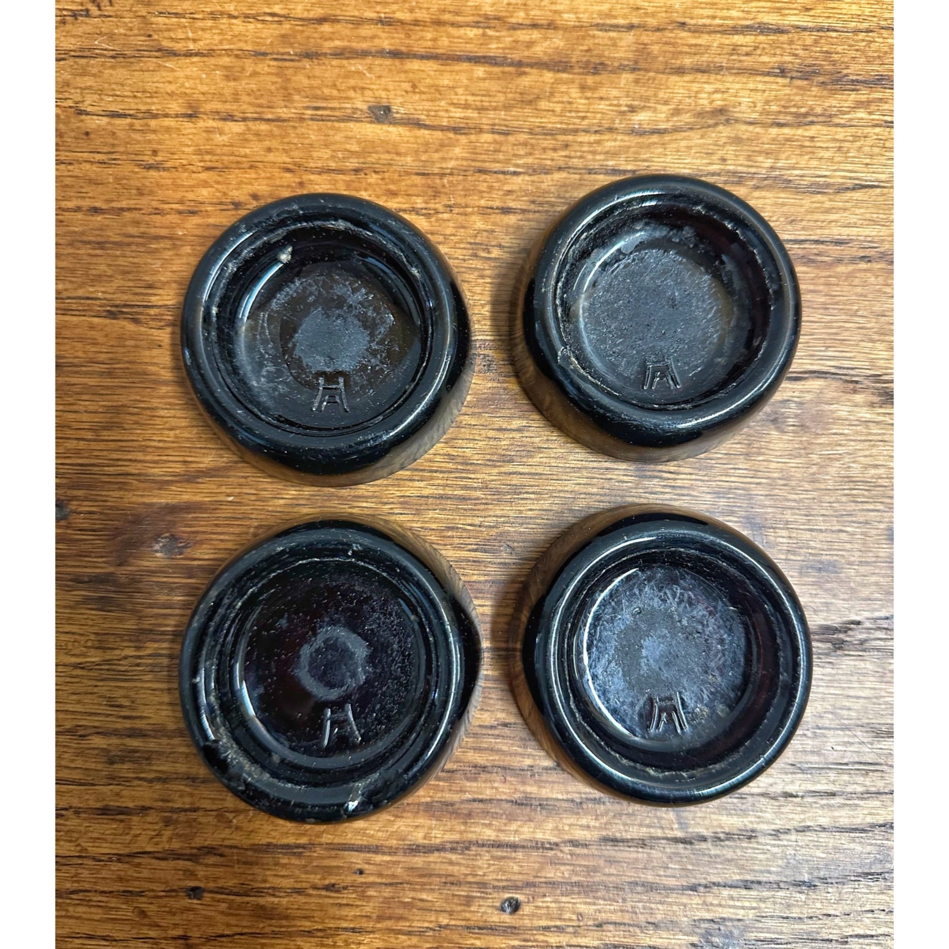 Vintage Anchor Hocking Amber Brown Glass Furniture Coasters - Set of 4