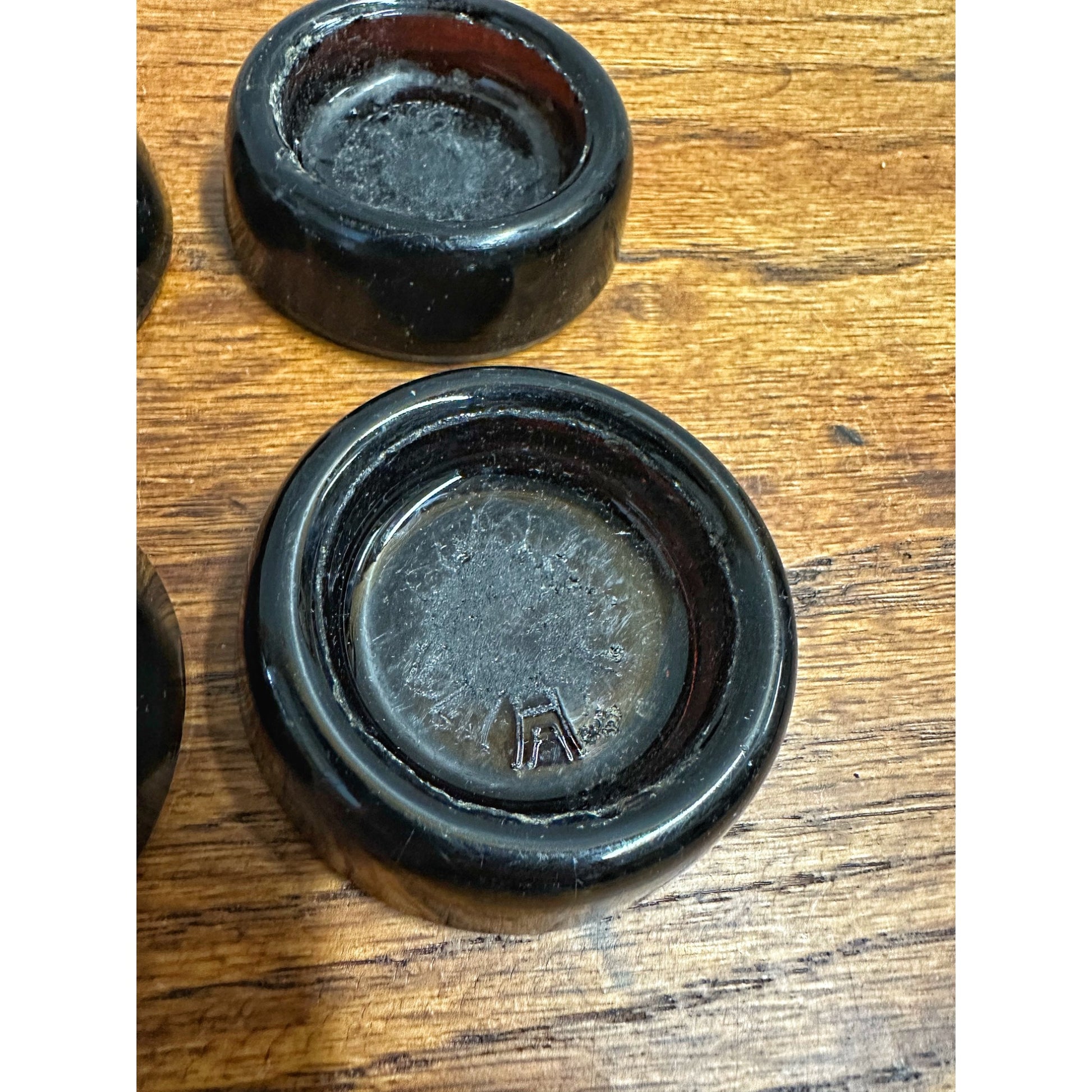 Vintage Anchor Hocking Amber Brown Glass Furniture Coasters - Set of 4