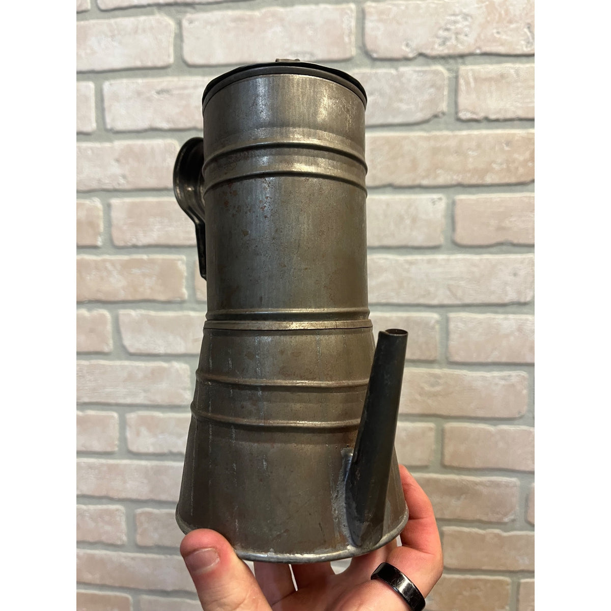 Vintage Galvanized Tin Ribbed Stacked Coffee Pot or Percolator Primitive Kitchen Decor