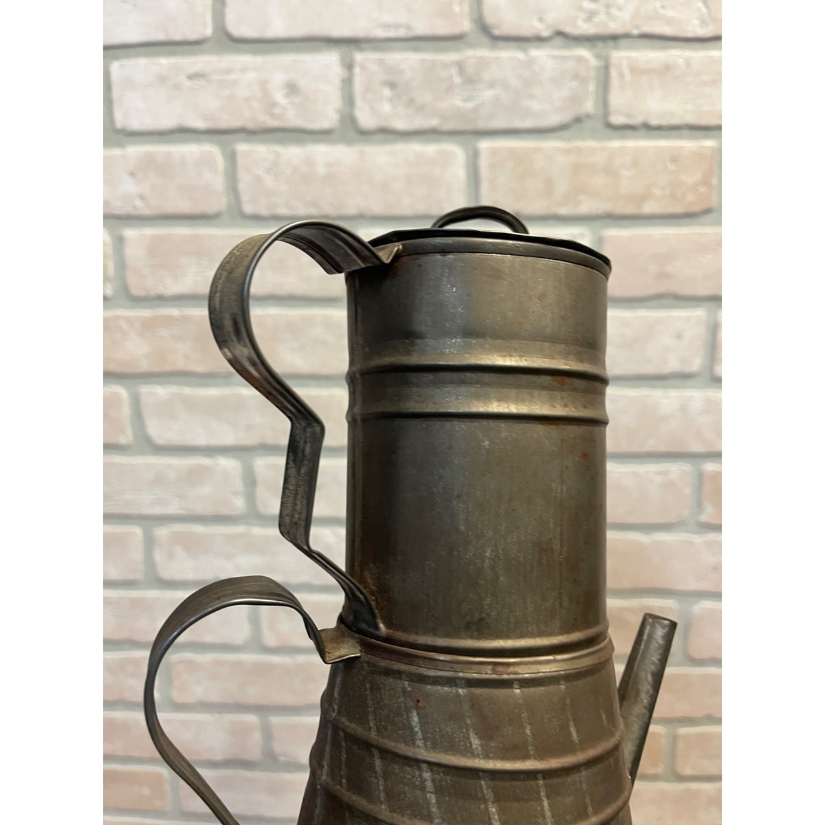 Vintage Galvanized Tin Ribbed Stacked Coffee Pot or Percolator Primitive Kitchen Decor