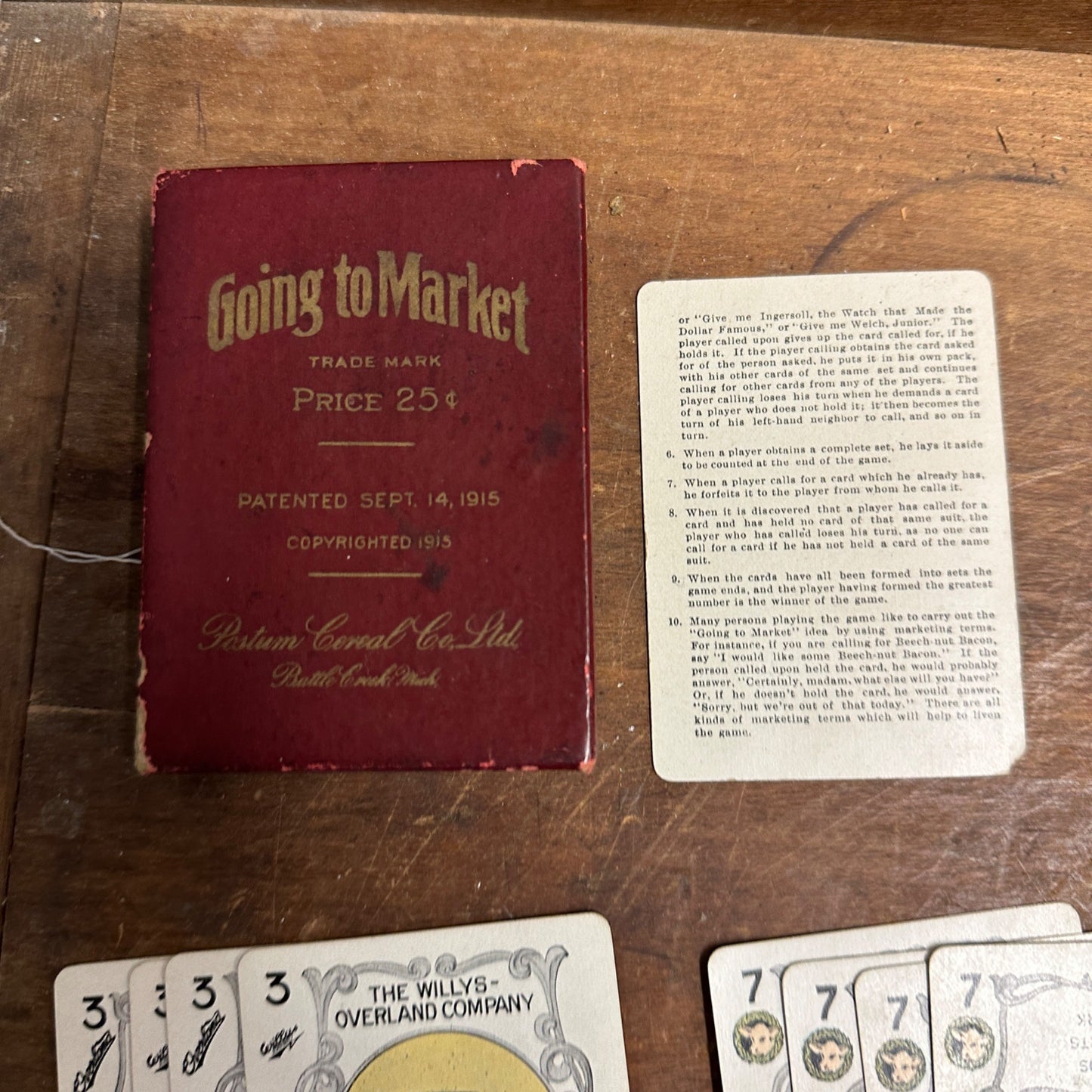 Antique 1915 Going to the Market Complete Advertising Deck of Playing Cards