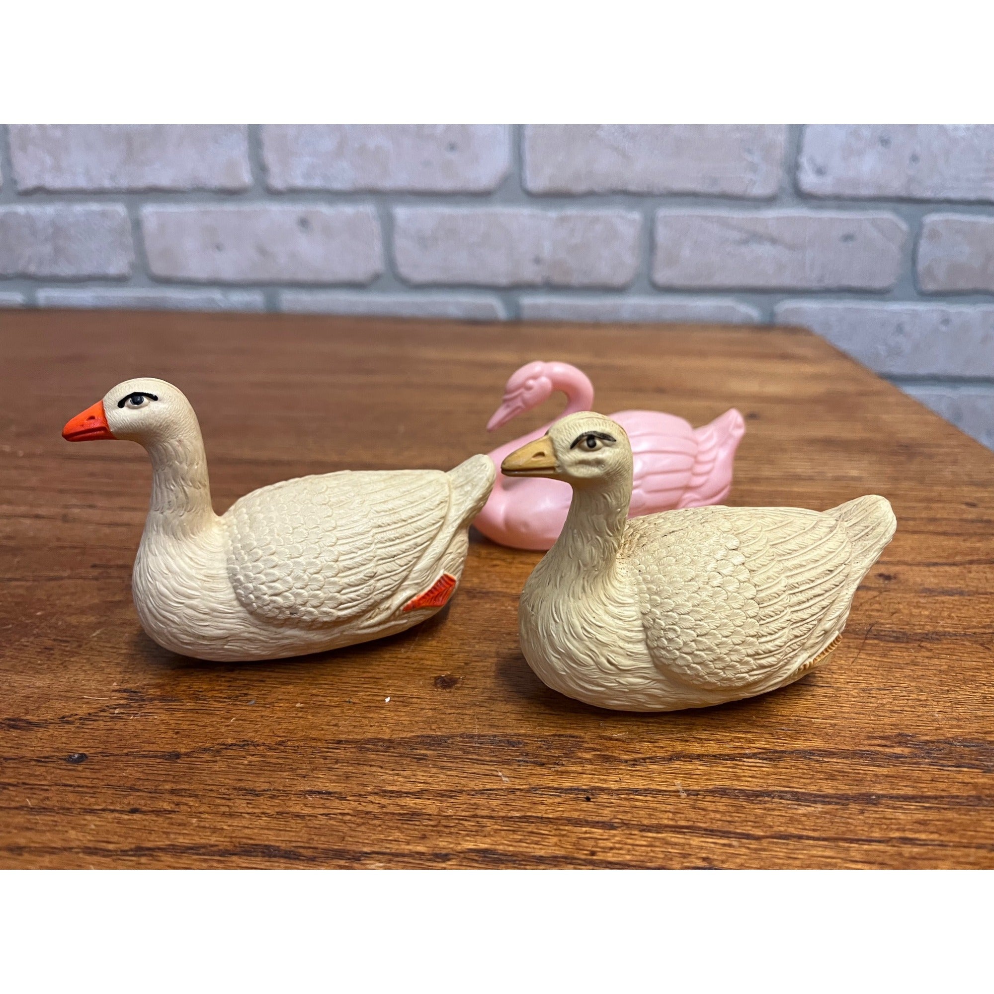 Vintage Swans Celluloid Toy Christmas Putz Decoration Ornaments Lot (3)