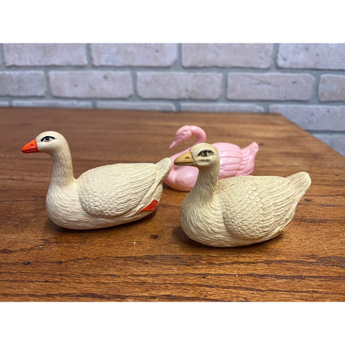 Vintage Swans Celluloid Toy Christmas Putz Decoration Ornaments Lot (3)