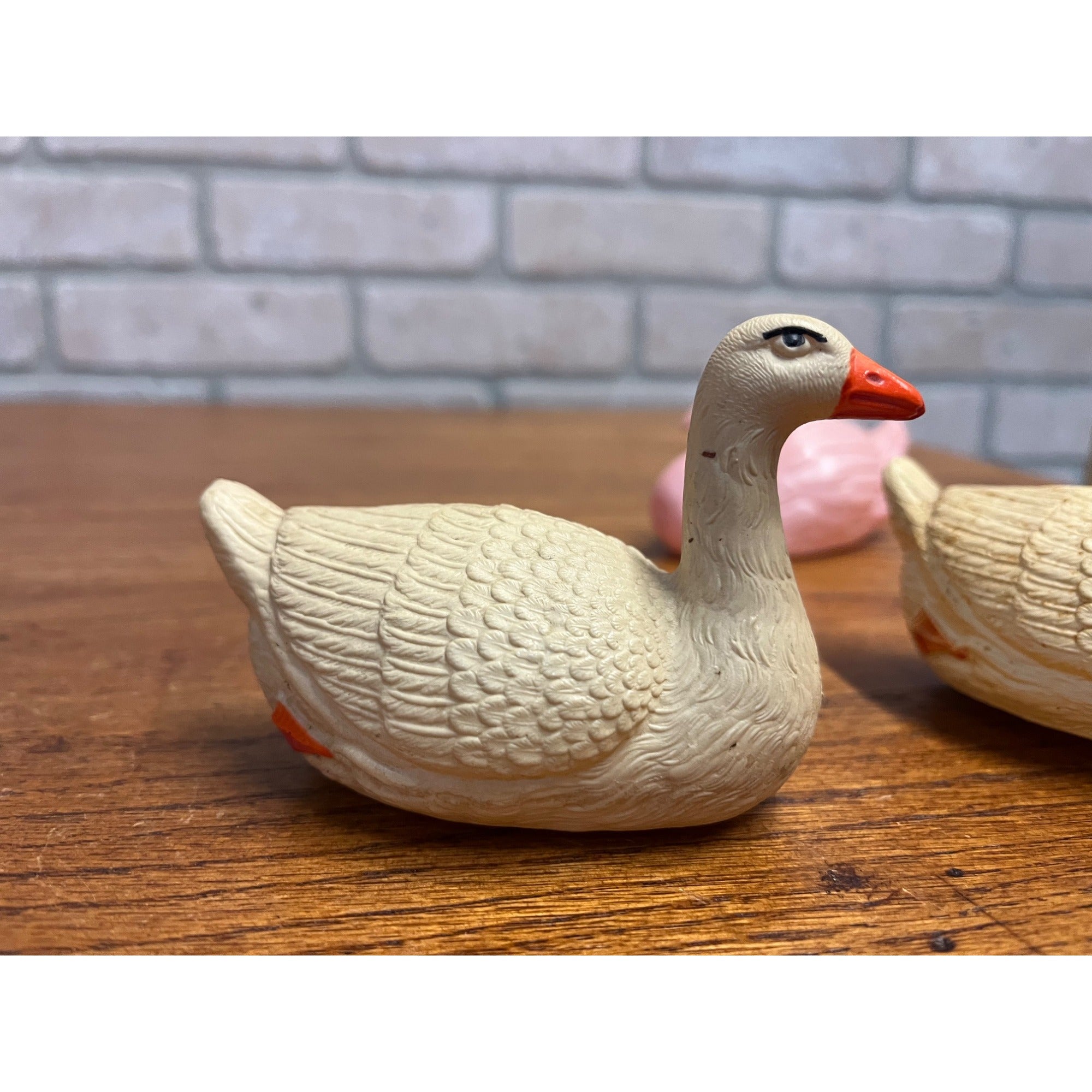 Vintage Swans Celluloid Toy Christmas Putz Decoration Ornaments Lot (3)