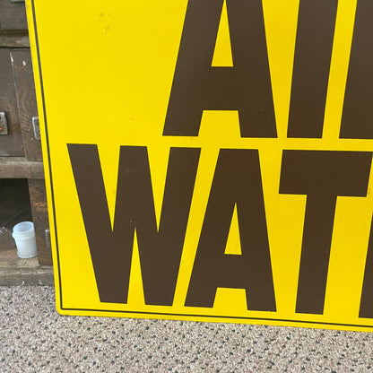 Vintage 1960s Yellow Air & Water Sign Service Station Air Meter Sign