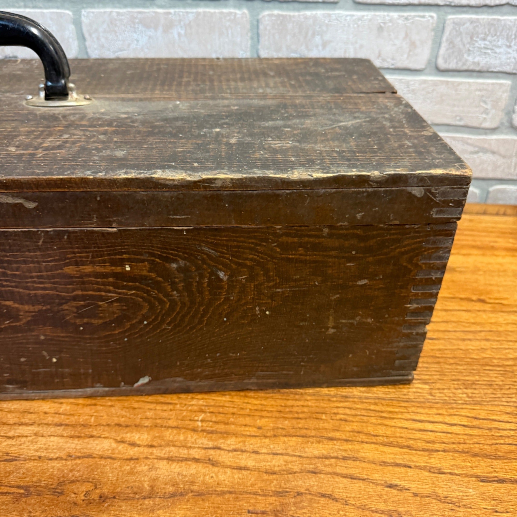 Vintage Wooden Tool Box Trunk Chest Carrier Woodworking Primitive Decor