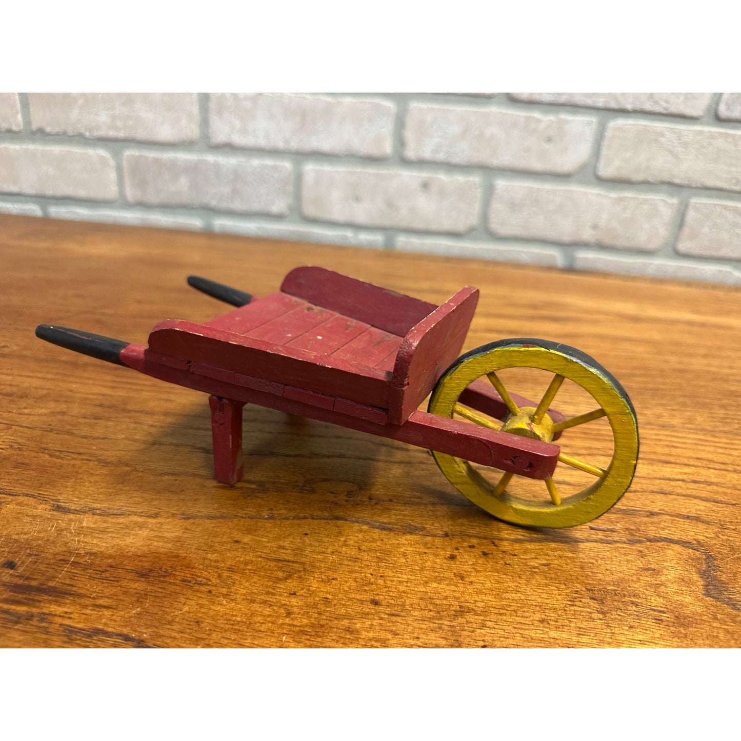 Antique Vintage 1900s Wooden Wheelbarrow Child's Toy 9.5" Garden Farm