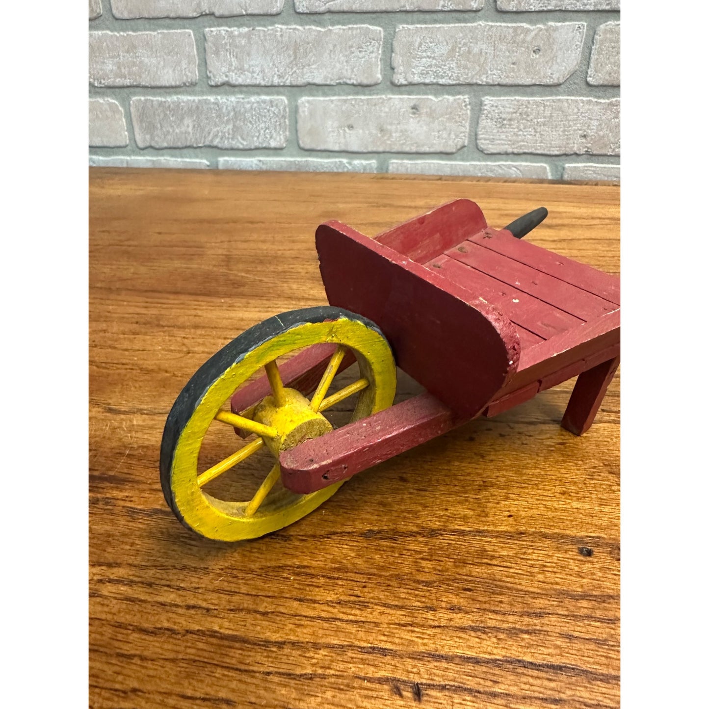 Antique Vintage 1900s Wooden Wheelbarrow Child's Toy 9.5" Garden Farm