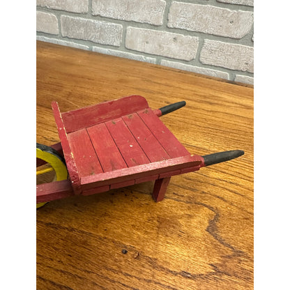 Antique Vintage 1900s Wooden Wheelbarrow Child's Toy 9.5" Garden Farm