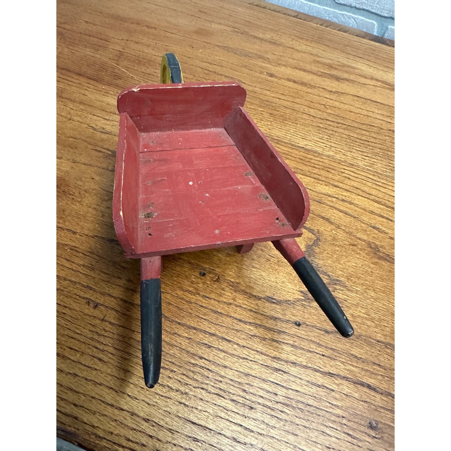 Antique Vintage 1900s Wooden Wheelbarrow Child's Toy 9.5" Garden Farm