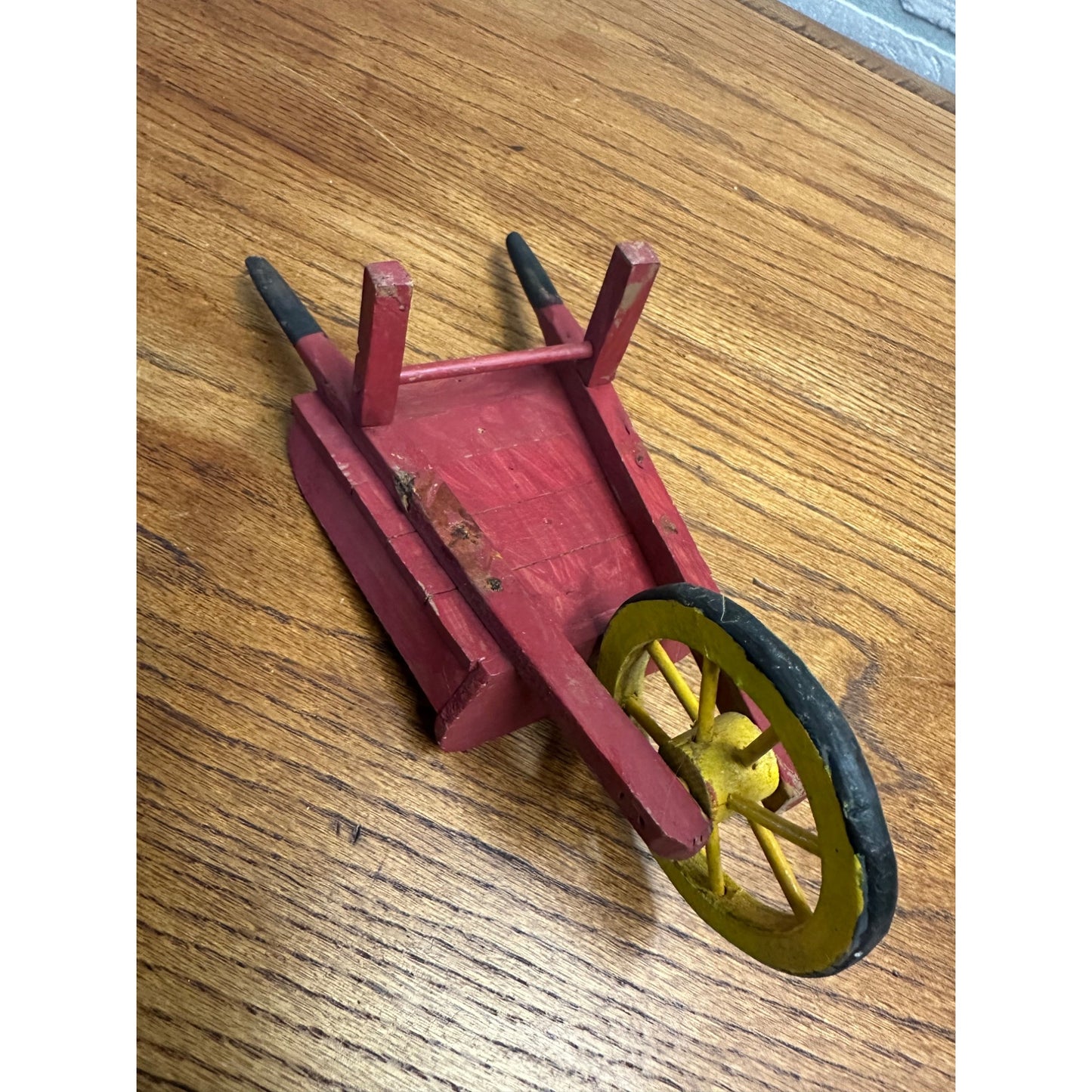 Antique Vintage 1900s Wooden Wheelbarrow Child's Toy 9.5" Garden Farm